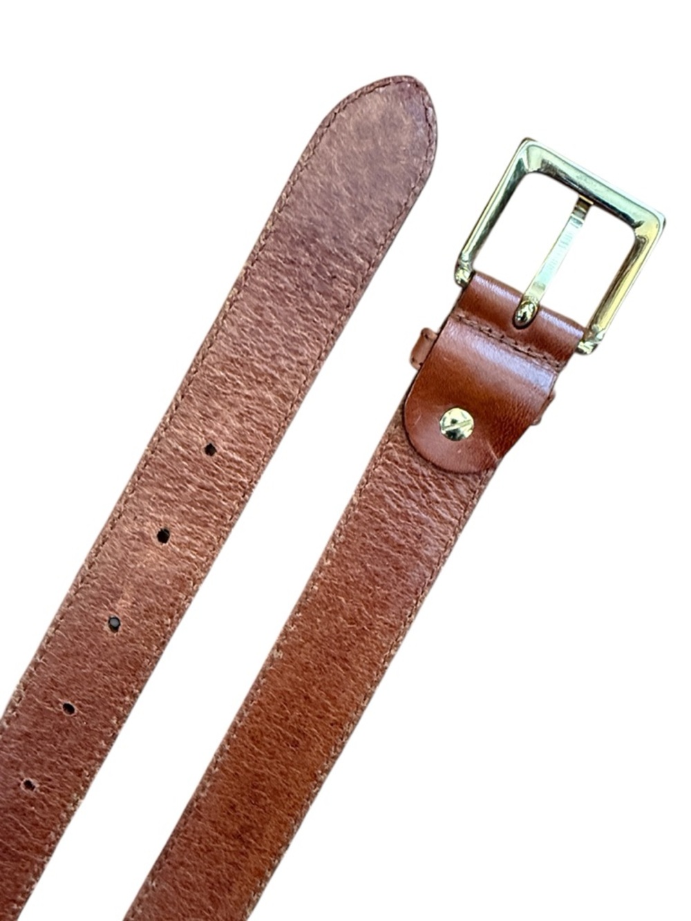 Italian Woven Leather Belt Brown Gold Buckle Made in Italy Unisex Fits 27-31 - Picture 10 of 15